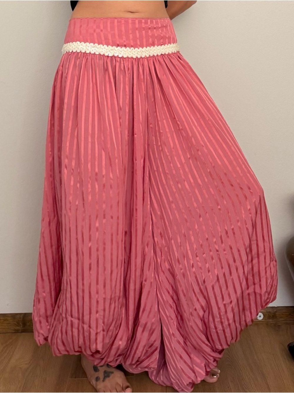 Vintage Wide Leg Pleated Palazzo Pants with White Sequin Waist Costume Circus - Picture 12 of 16